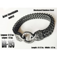 Br-195, Bracelet Acier inoxidable noirci « stainless steel »  